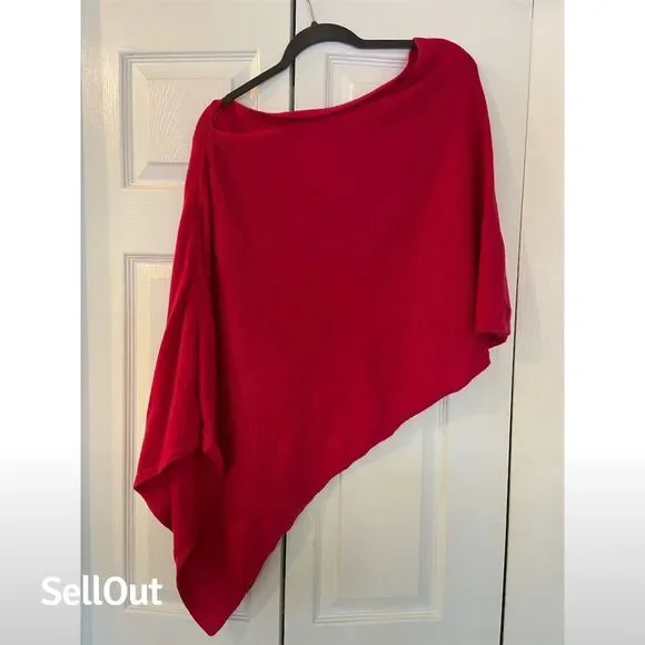 Caroline Grace Women's Pink Asymmetric Knit Poncho Cape One Size - Picture 1 of 3